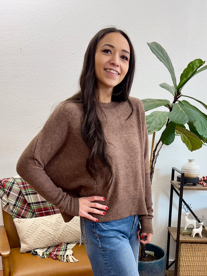 Brown Brushed Dolman Sweater