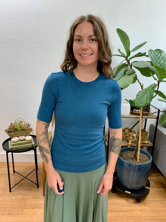 Teal Modal Ribbed Top