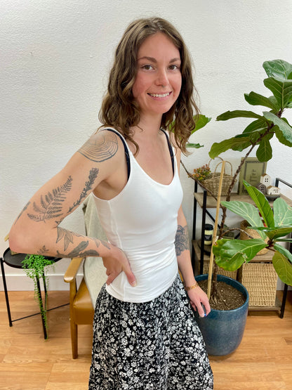 White Double Layer V Neck Cami