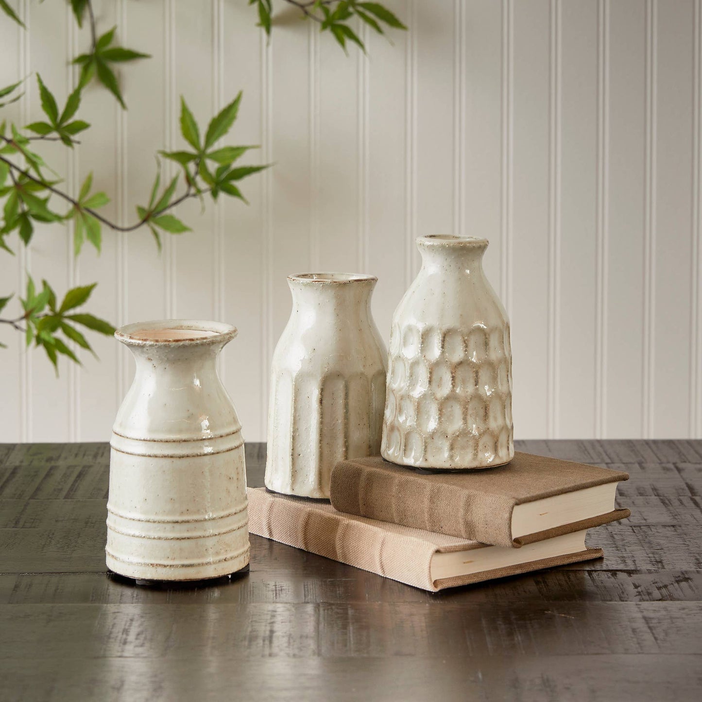 Off White Textured Vases