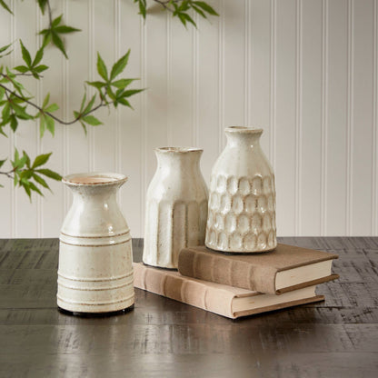 Off White Textured Vases