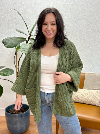 Light Olive Oversized Cardigan