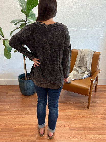 Black Washed Oversized Blouse