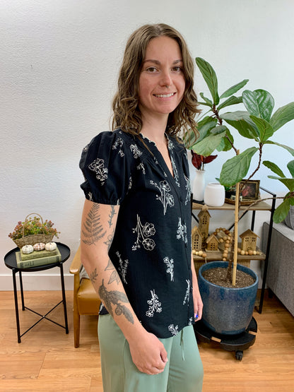 Black Floral Blouse