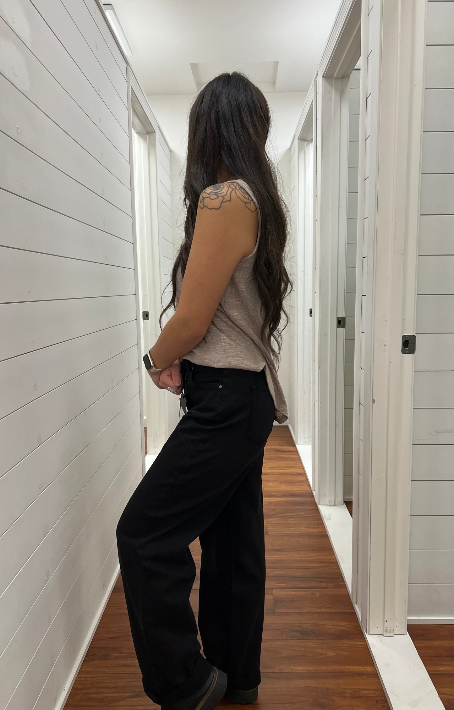 RISEN Black Barrel Leg Jeans