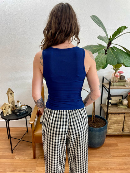 Navy Ribbed V-Neck Sleeveless Top - Terra Cottage