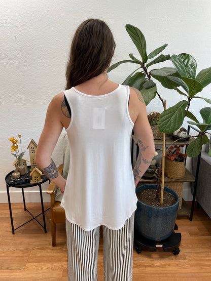 White Sleeveless Scoop Neck Top
