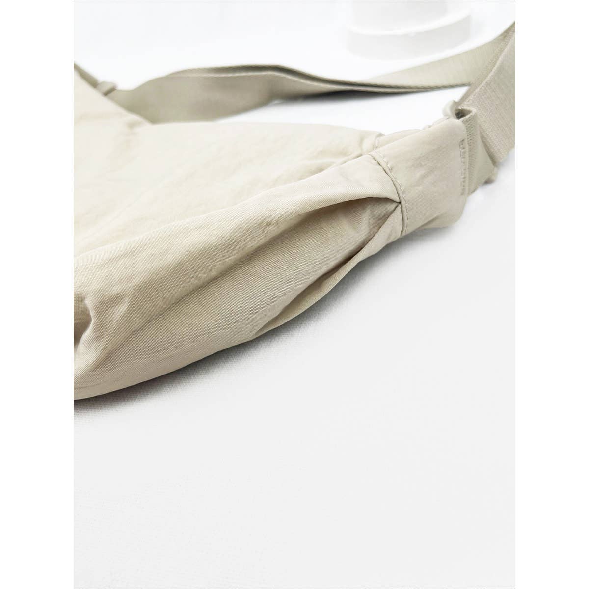 Nylon Crescent Crossbody Purse Beige