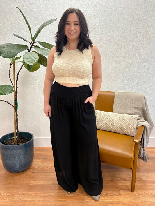 Black Wide Smock Pants