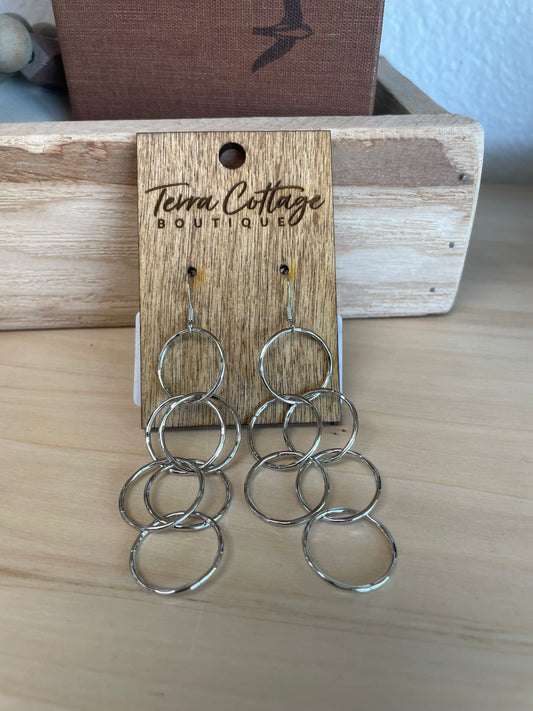 Silver 6 Hoop Dangle Earrings