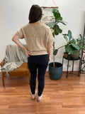 Mocha Henley Raw Seam Top