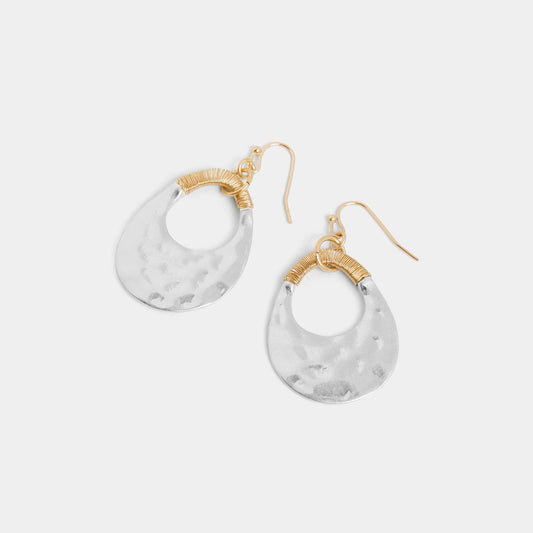 Mixed Metal Hammered Hoop Earring