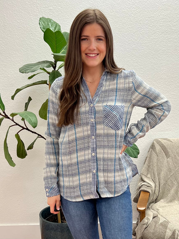Favorite Blue Plaid Button Up Shirt