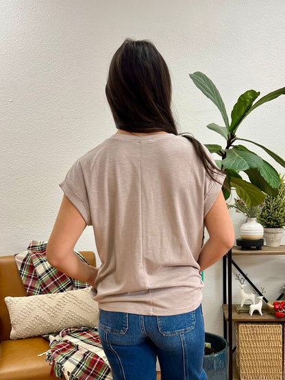 Ash Mocha Modal Rolled Sleeve Tee