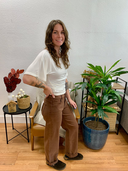 Cocoa Mid Rise Barrel Jeans