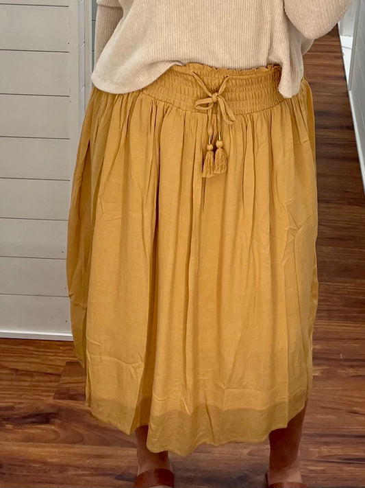 Caramel Smocked Skirt