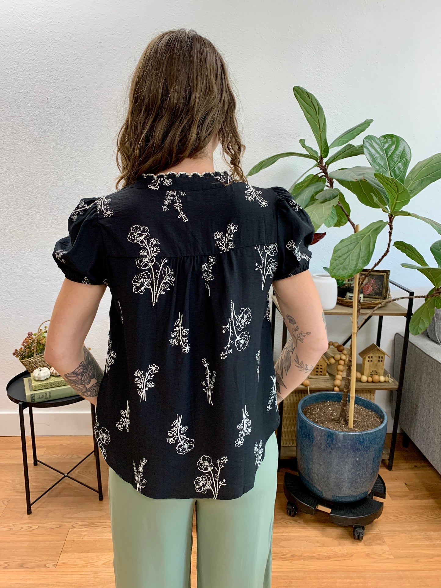 Black Floral Blouse
