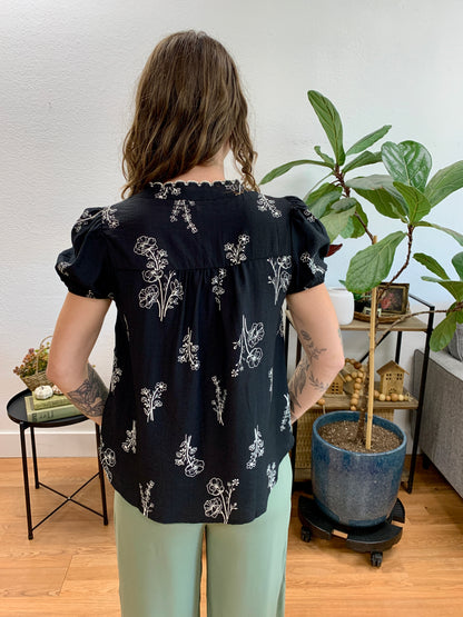 Black Floral Blouse
