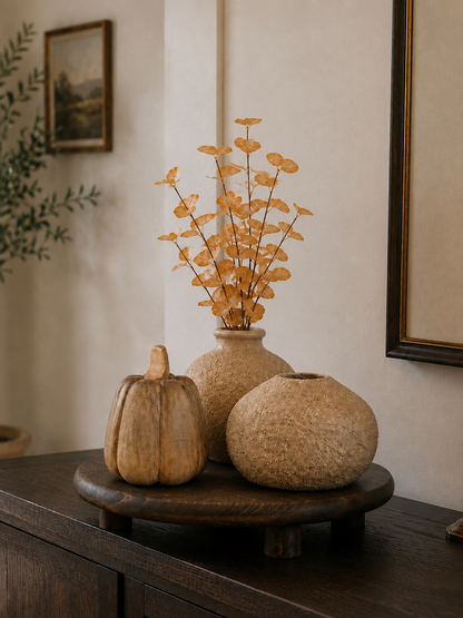Mango Wood Pumpkin Figurine