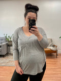 Grey 3/4 Sleeve Relaxed Tunic Top