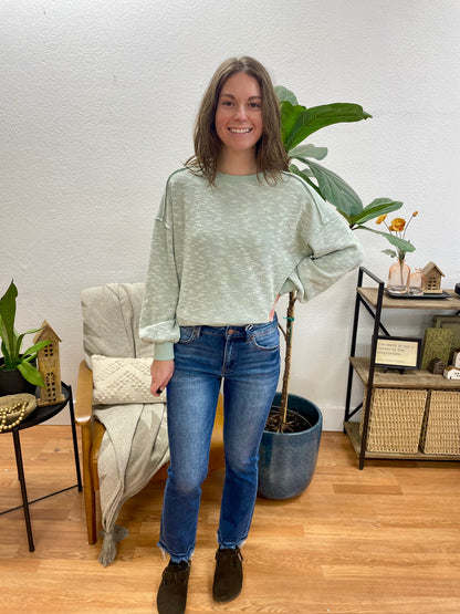 Risen Dark Wash Cropped Straight Leg Jeans