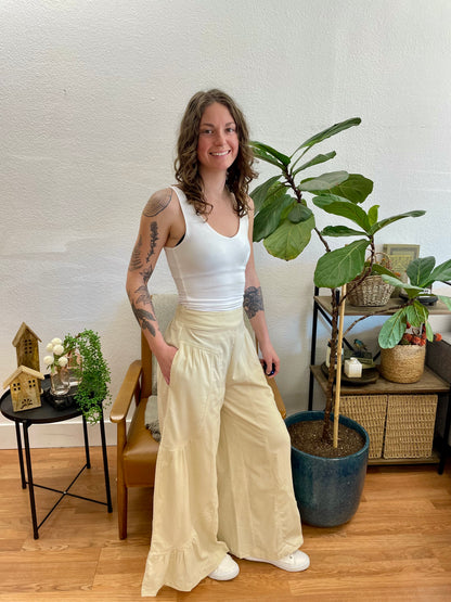 Ecru Wide Leg Pants
