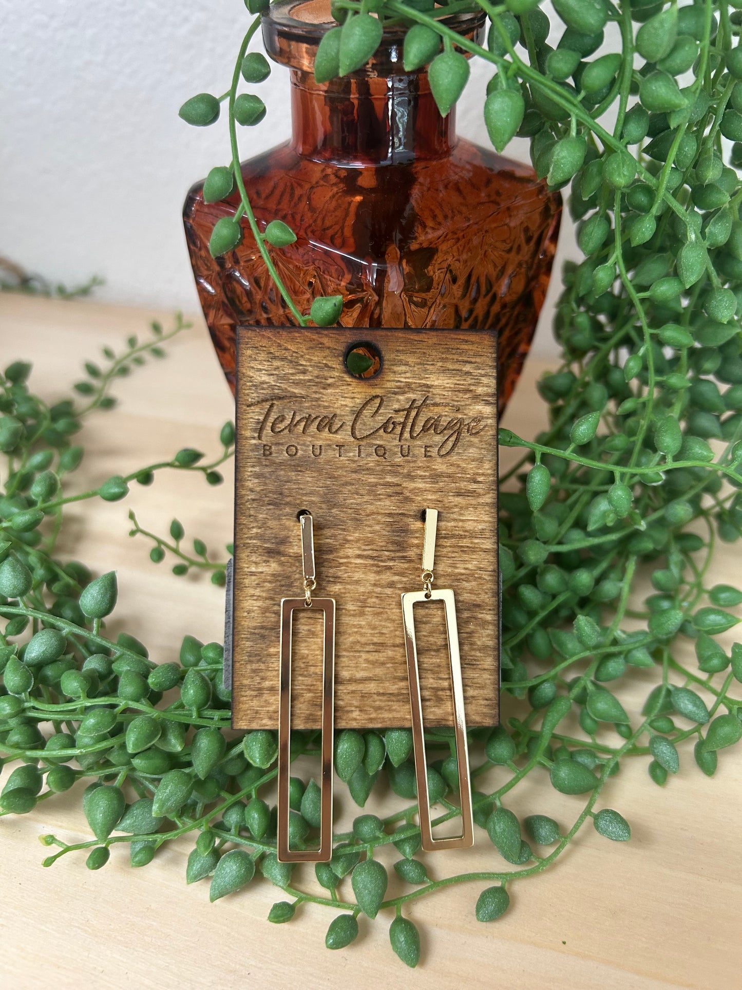 Thin Rectangle Cutout Drop Earrings