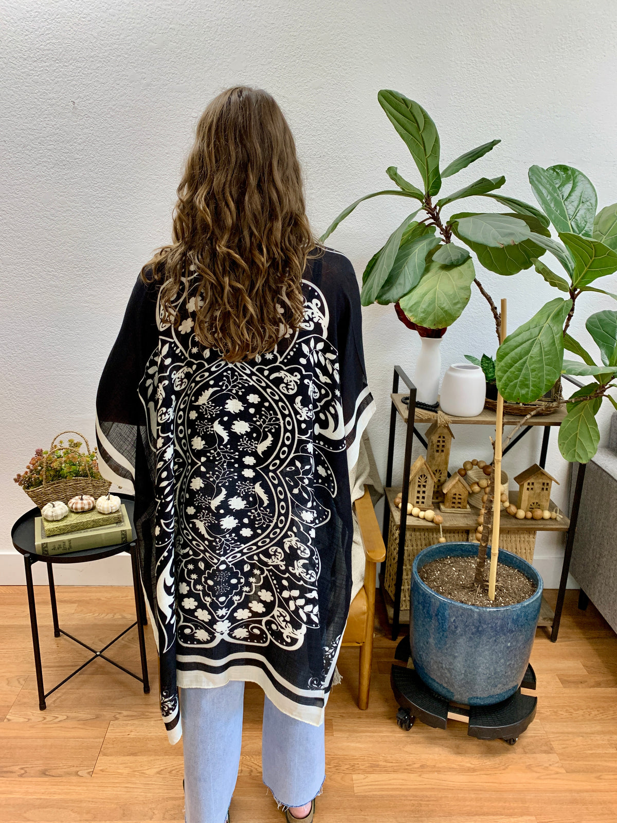Coal Bandana Border Kimono