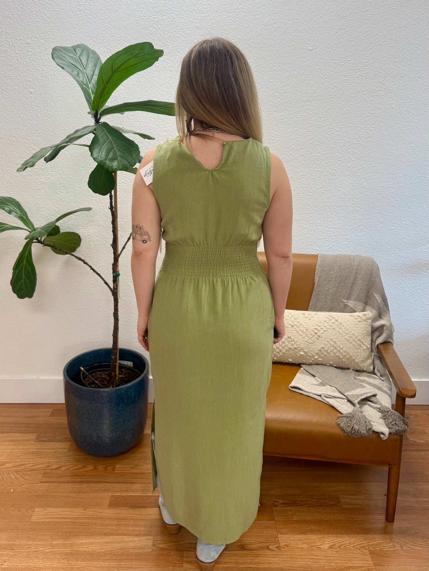 Olive Sleeveless Dress