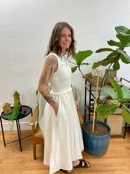 Cream Knit Top Midi Dress