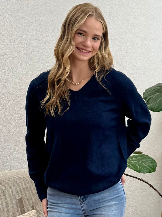 Navy Knit Pullover Sweater