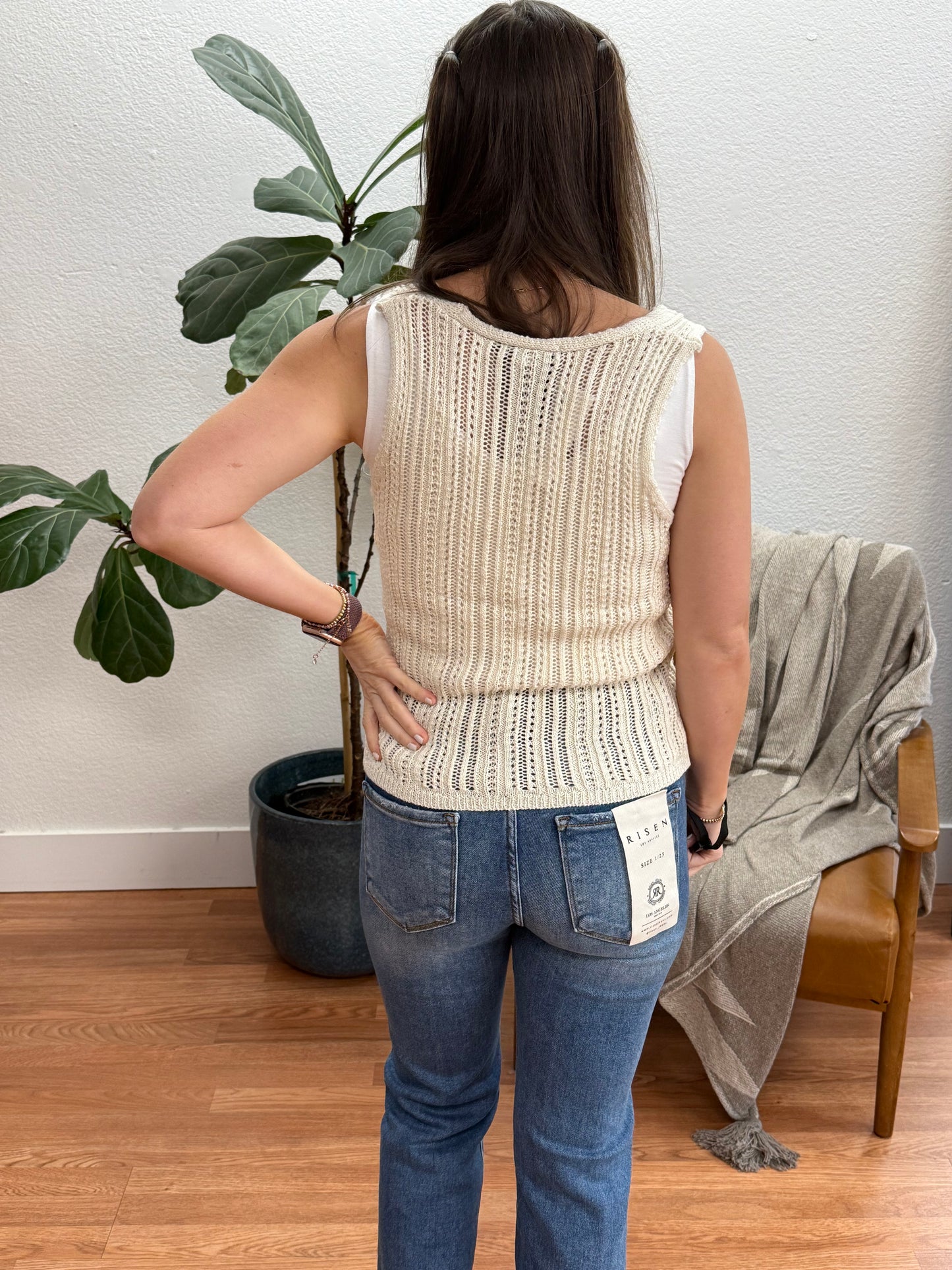 Cream Casual Knit Tank