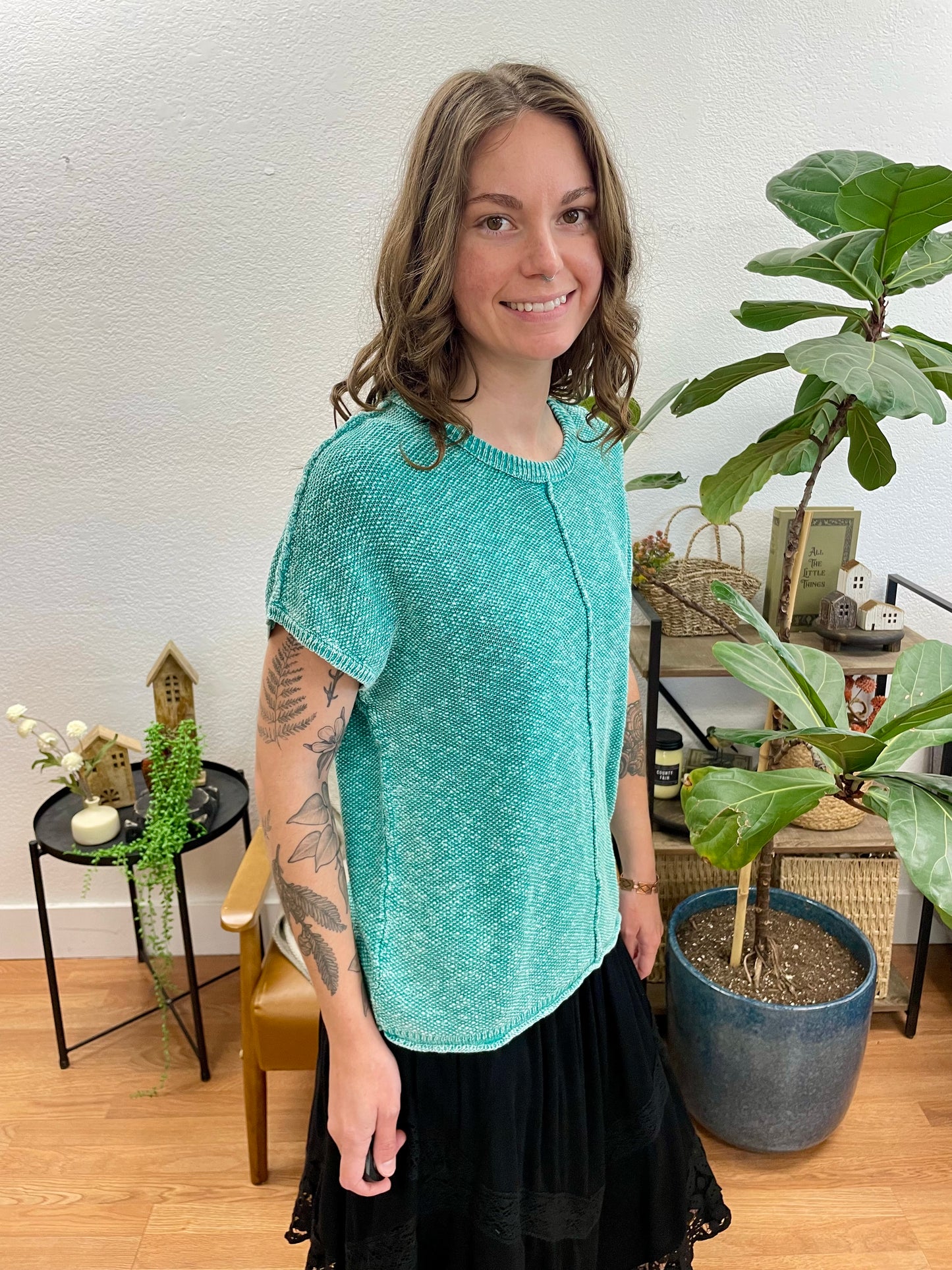 Sea Foam Washed Knit Top