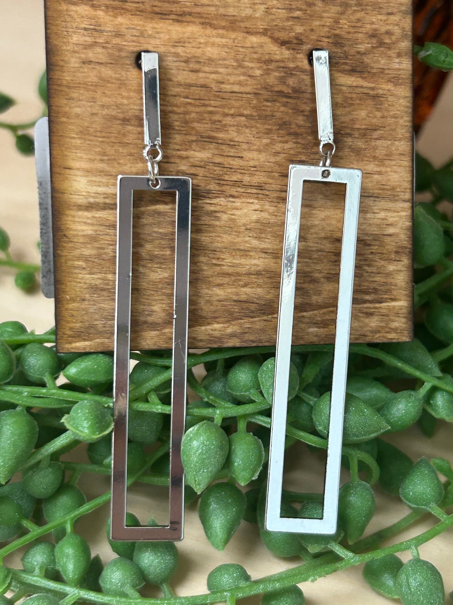 Thin Rectangle Cutout Drop Earrings