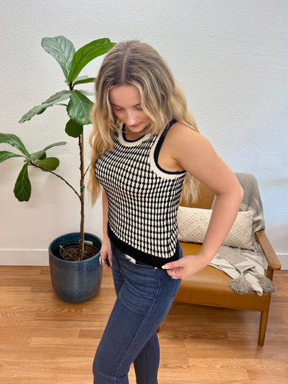 Black Contrast Sweater Vest