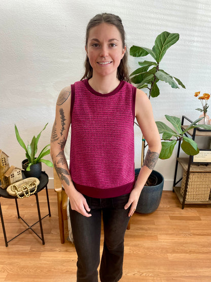 Burgundy & Magenta Round Neck Contrast Top - Terra Cottage