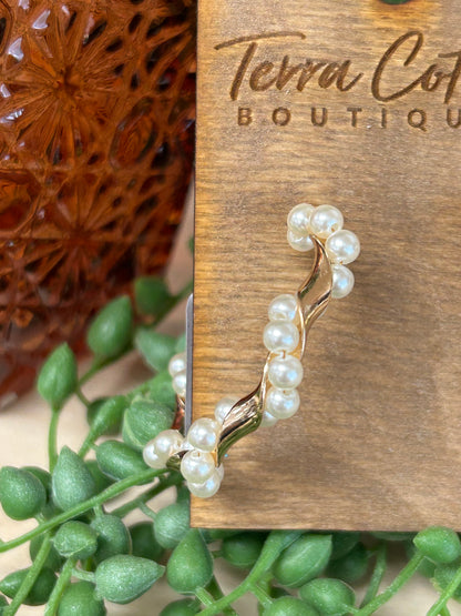 Pearl Twisted Metallic Hoop Earrings