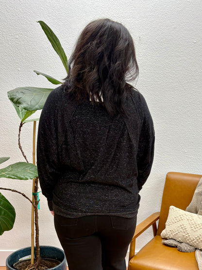 Black Melange Knit Top