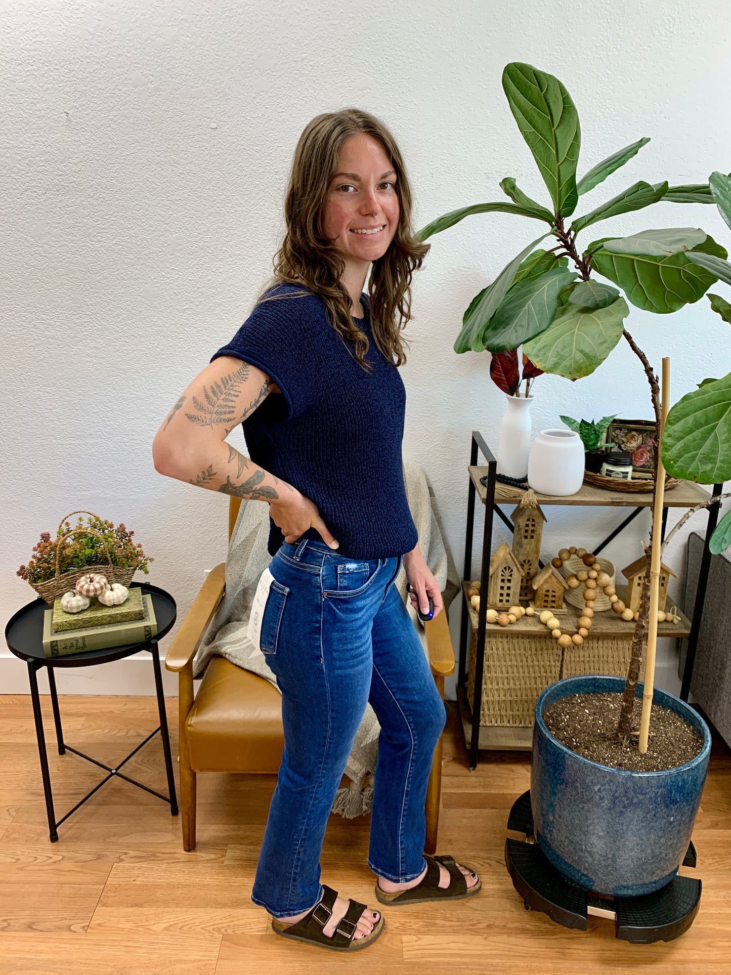Risen High Rise Crop Straight Jeans