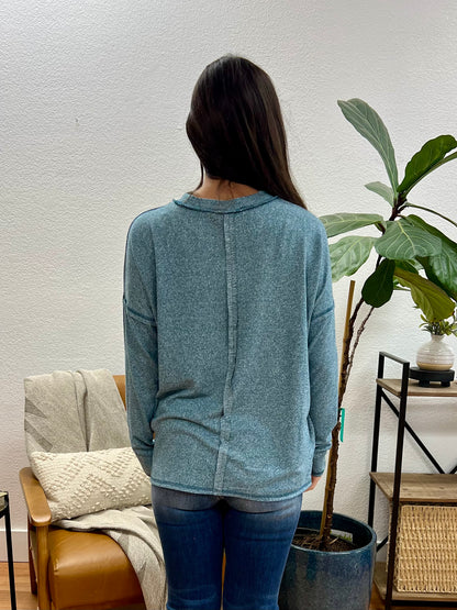 Teal Soft Melange Pocket Tee