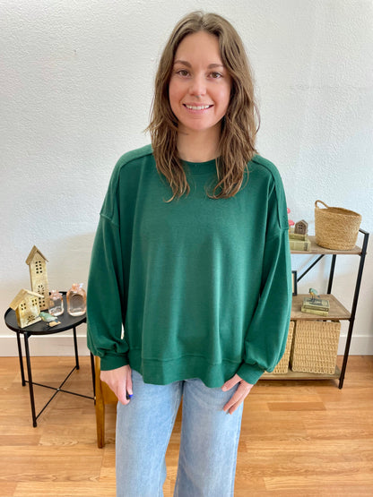 Hunter Green Loose Fit Blouse