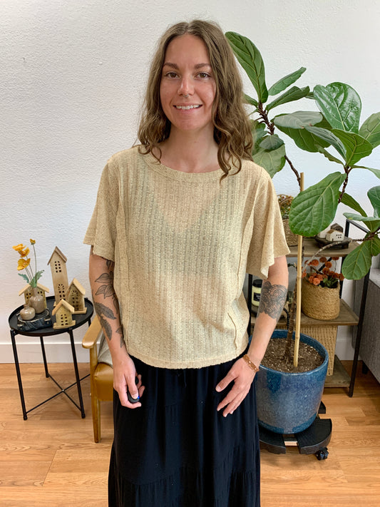 Khaki Dolman Textured Knit Top
