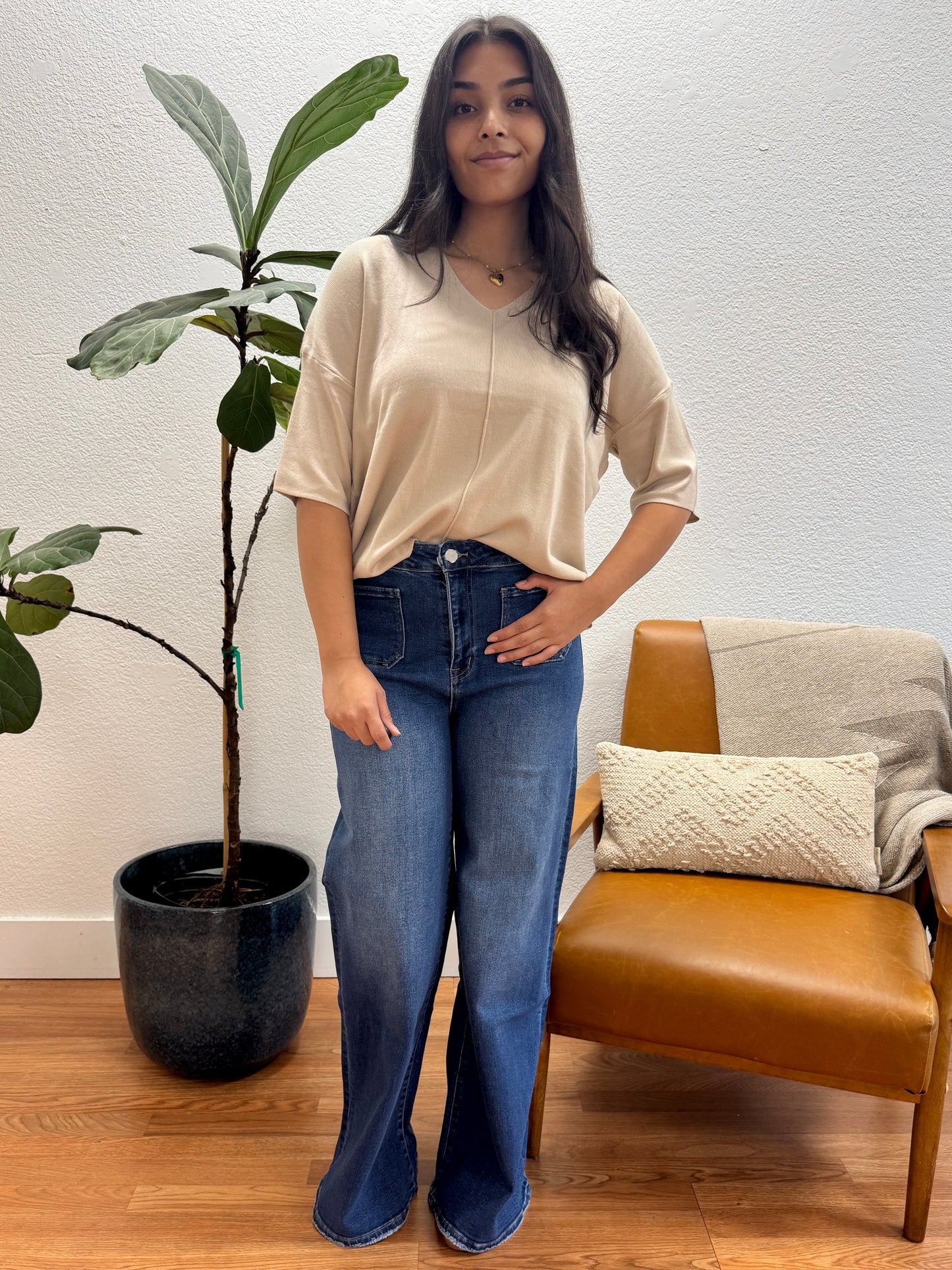 Cream Drop Shoulder Sweater