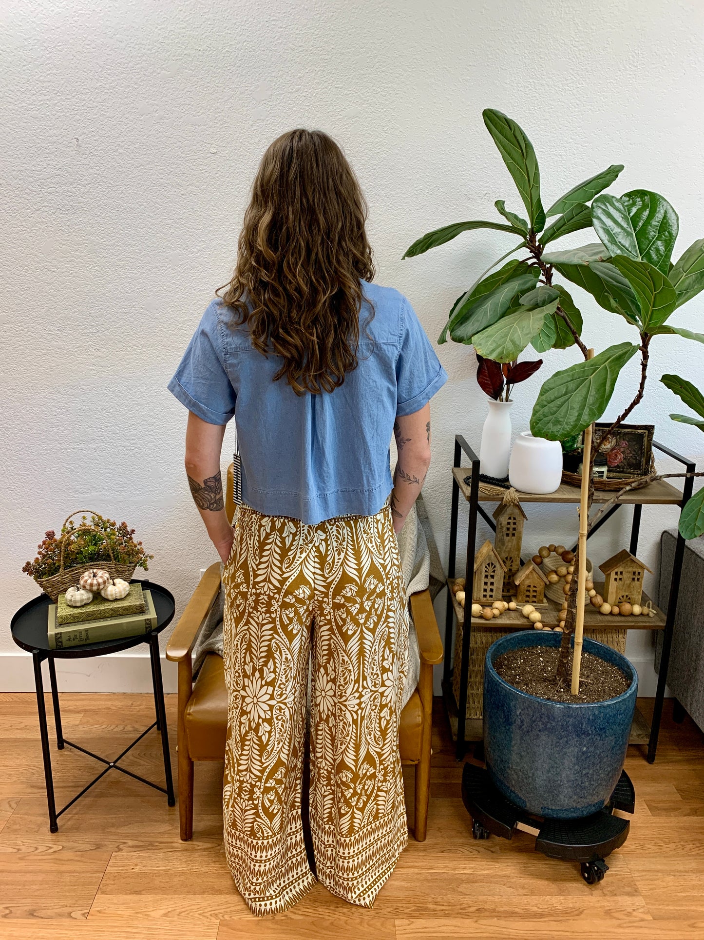Camel Printed Palazzo Pants