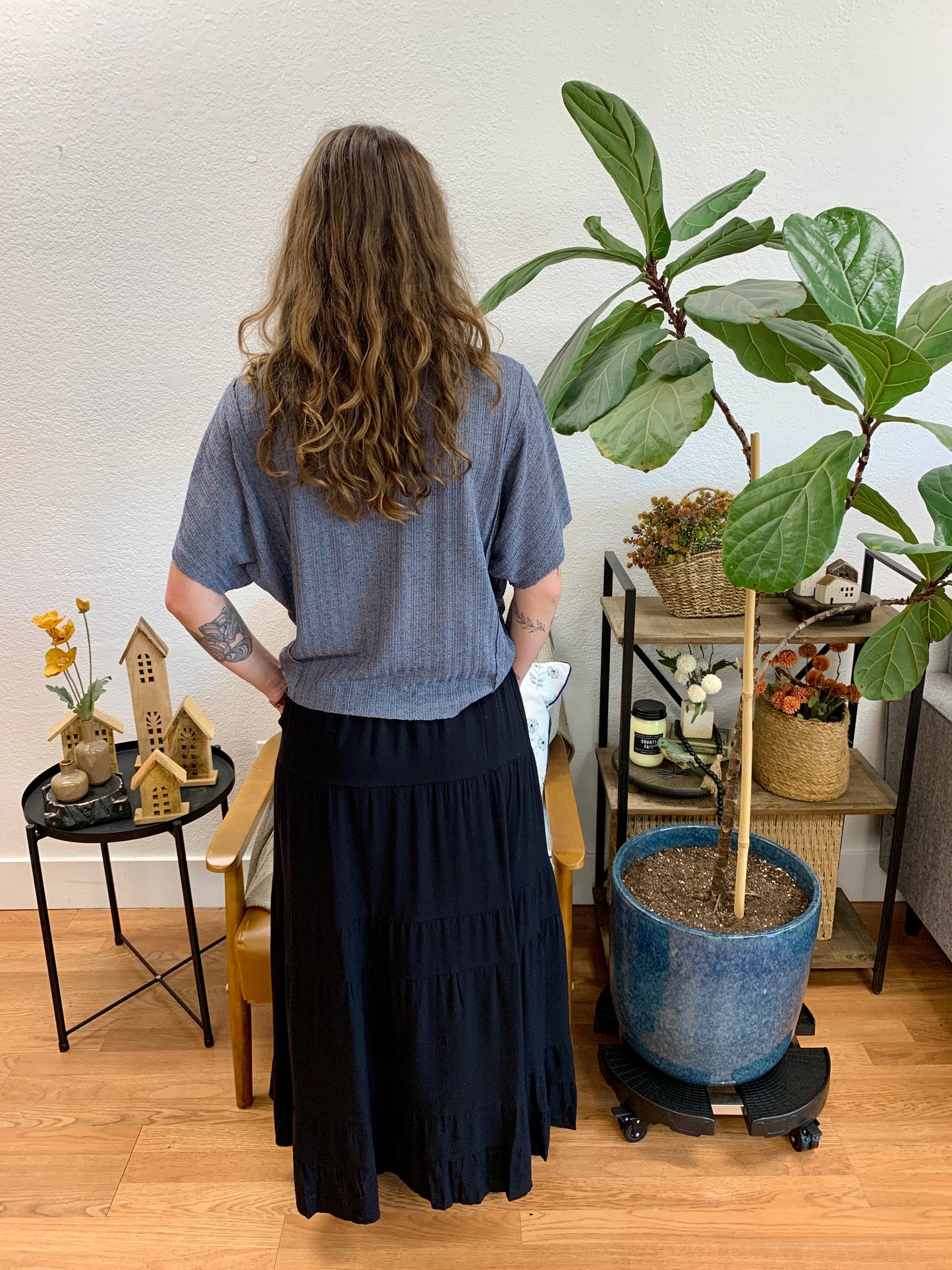 Black Linen Maxi Skirt