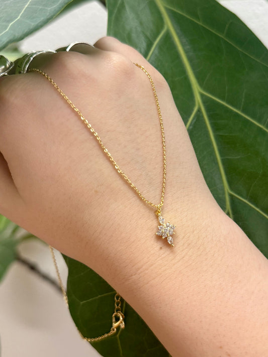 Gold Diamond Floral Necklace