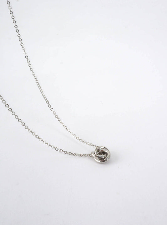 Infinity Knot Pendant Necklace: Rhodium