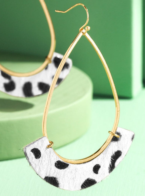 Cow Leather Teardrop Earrings
