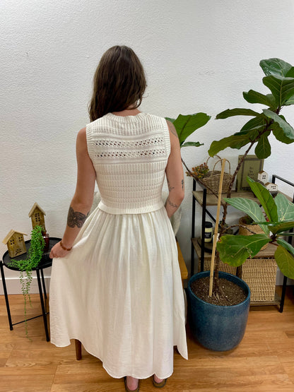 Cream Knit Top Midi Dress