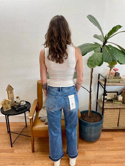 RISEN Slouchy Released Hem Crop Jeans - Terra Cottage